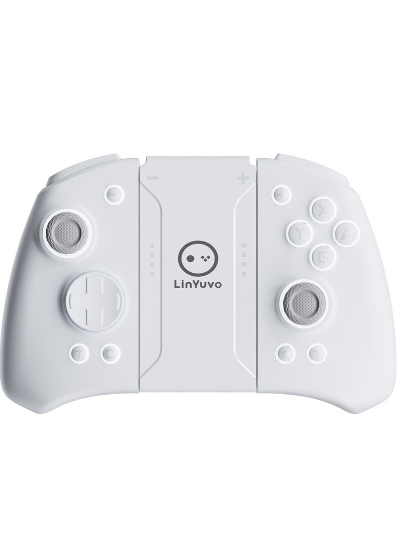LinYuvo وحدة تحكم ألعاب بلوتوث Classic Joypad LinYuvo KS33 لجهاز Switch و Switch Lite و Switch OLED مع 8 ألوان من إضاءة RGB، عصا معدنية، جيروسكوب بستة محاور، وظيفة Turbo، اهتزاز مزدوج قابل للتعديل، وظيفة الاستيقاظ، تحكم بالحركة، انفجار سريع، بطارية 500mAh - Image 1